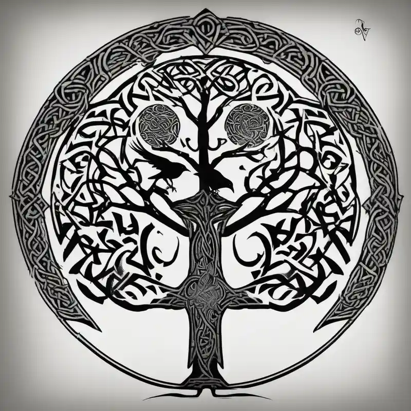 dotwork style Raven Tattoo Ideas in 2025 about Irish shoulder tattoo and that is non-religious and has a Celtic tree and tribal ravens glitter tattoo